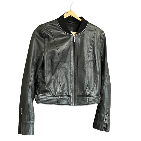 BNWT Marciano black leather bomber size small - Picture 1 of 8